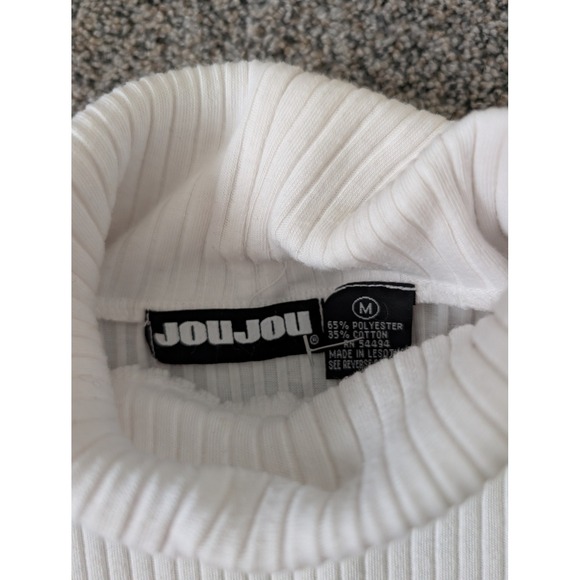 Joujou Womens Ribbed Turtleneck Sweater White Long Sleeve Y2K Size Medium - Picture 2 of 4